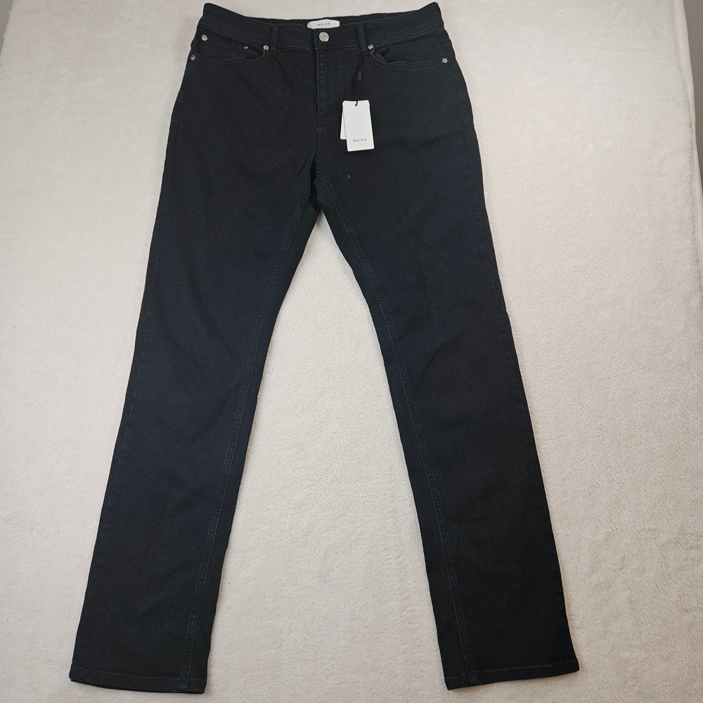 Reiss Bruce Slim Fit Jeans Mens 34 Indigo Navy Blue Mid Rise Denim New $180